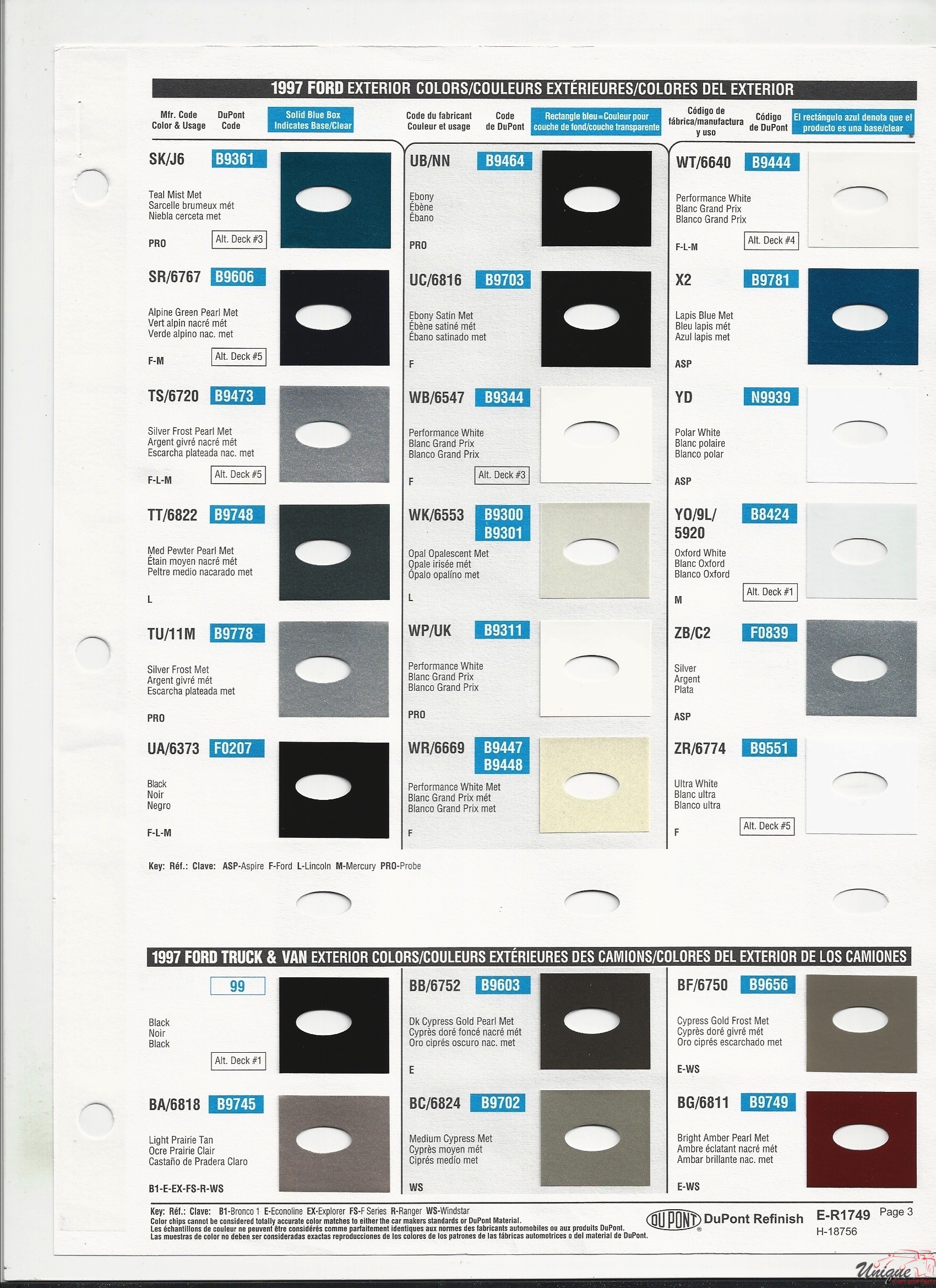 1997 Ford-2 Paint Charts